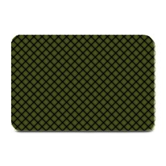 Army Green And Black Plaid Plate Mats by SpinnyChairDesigns