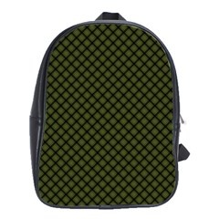 Army Green And Black Plaid School Bag (large) by SpinnyChairDesigns