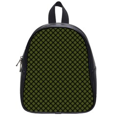 Army Green And Black Plaid School Bag (small) by SpinnyChairDesigns