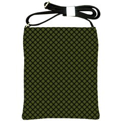 Army Green And Black Plaid Shoulder Sling Bag by SpinnyChairDesigns