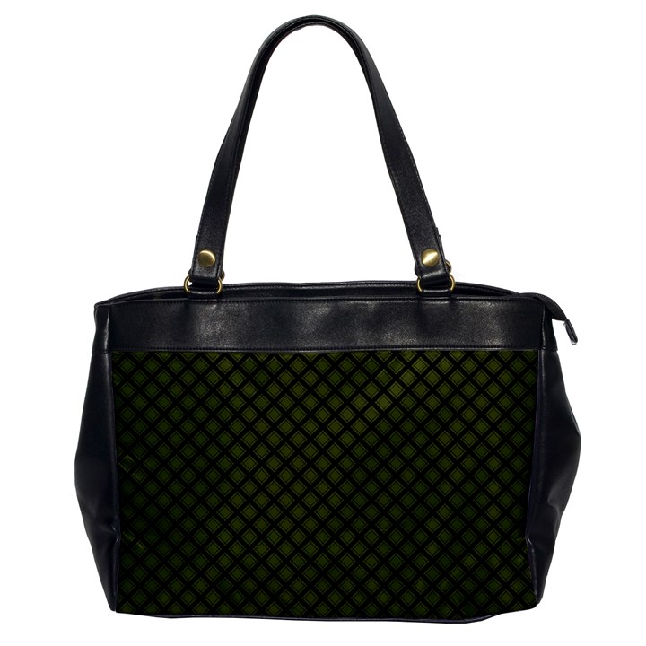 Army Green and Black Plaid Oversize Office Handbag