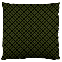 Army Green And Black Plaid Large Cushion Case (two Sides) by SpinnyChairDesigns