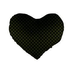 Army Green And Black Plaid Standard 16  Premium Heart Shape Cushions by SpinnyChairDesigns