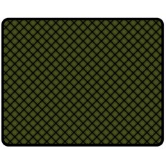 Army Green And Black Plaid Double Sided Fleece Blanket (medium)  by SpinnyChairDesigns