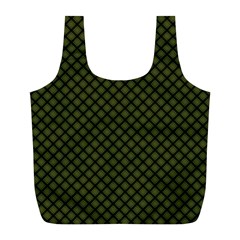 Army Green And Black Plaid Full Print Recycle Bag (l) by SpinnyChairDesigns