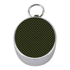 Army Green And Black Plaid Mini Silver Compasses by SpinnyChairDesigns