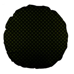 Army Green And Black Plaid Large 18  Premium Flano Round Cushions by SpinnyChairDesigns