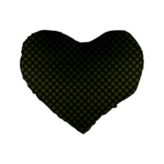 Army Green And Black Plaid Standard 16  Premium Flano Heart Shape Cushions by SpinnyChairDesigns