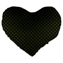 Army Green And Black Plaid Large 19  Premium Flano Heart Shape Cushions by SpinnyChairDesigns