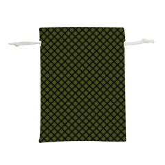 Army Green And Black Plaid Lightweight Drawstring Pouch (l) by SpinnyChairDesigns