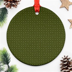 Army Green Color Polka Dots Ornament (round) by SpinnyChairDesigns