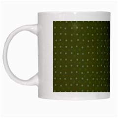 Army Green Color Polka Dots White Mugs by SpinnyChairDesigns