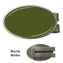 Army Green Color Polka Dots Money Clips (oval)  by SpinnyChairDesigns