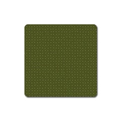 Army Green Color Polka Dots Square Magnet by SpinnyChairDesigns