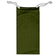 Army Green Color Polka Dots Jewelry Bag by SpinnyChairDesigns