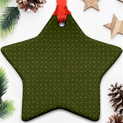 Army Green Color Polka Dots Star Ornament (two Sides) by SpinnyChairDesigns