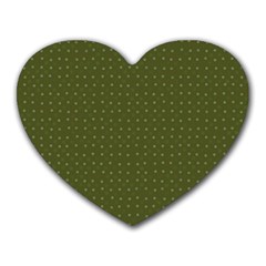 Army Green Color Polka Dots Heart Mousepads by SpinnyChairDesigns