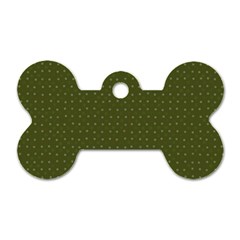 Army Green Color Polka Dots Dog Tag Bone (one Side) by SpinnyChairDesigns