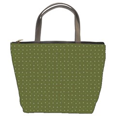 Army Green Color Polka Dots Bucket Bag by SpinnyChairDesigns