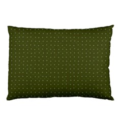 Army Green Color Polka Dots Pillow Case by SpinnyChairDesigns