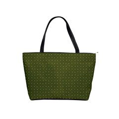 Army Green Color Polka Dots Classic Shoulder Handbag by SpinnyChairDesigns