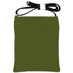 Army Green Color Polka Dots Shoulder Sling Bag by SpinnyChairDesigns