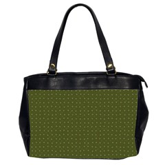 Army Green Color Polka Dots Oversize Office Handbag (2 Sides) by SpinnyChairDesigns