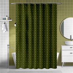 Army Green Color Polka Dots Shower Curtain 48  X 72  (small)  by SpinnyChairDesigns