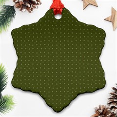 Army Green Color Polka Dots Snowflake Ornament (two Sides) by SpinnyChairDesigns