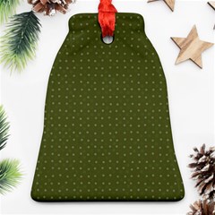 Army Green Color Polka Dots Bell Ornament (two Sides) by SpinnyChairDesigns