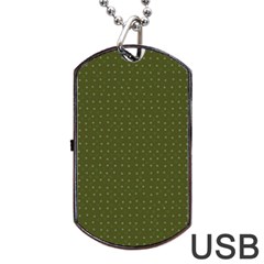 Army Green Color Polka Dots Dog Tag Usb Flash (one Side) by SpinnyChairDesigns