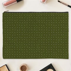 Army Green Color Polka Dots Cosmetic Bag (xxxl) by SpinnyChairDesigns