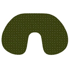 Army Green Color Polka Dots Travel Neck Pillow by SpinnyChairDesigns