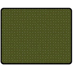 Army Green Color Polka Dots Double Sided Fleece Blanket (medium)  by SpinnyChairDesigns