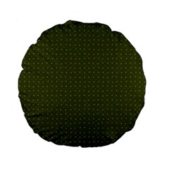 Army Green Color Polka Dots Standard 15  Premium Flano Round Cushions by SpinnyChairDesigns