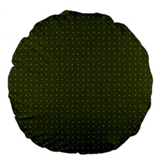 Army Green Color Polka Dots Large 18  Premium Flano Round Cushions by SpinnyChairDesigns