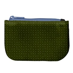 Army Green Color Polka Dots Large Coin Purse by SpinnyChairDesigns