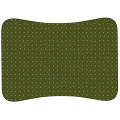 Army Green Color Polka Dots Velour Seat Head Rest Cushion by SpinnyChairDesigns