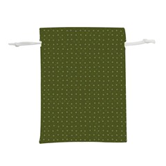 Army Green Color Polka Dots Lightweight Drawstring Pouch (l) by SpinnyChairDesigns