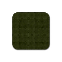 Army Green Color Polka Dots Rubber Coaster (square)  by SpinnyChairDesigns