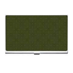 Army Green Color Polka Dots Business Card Holder by SpinnyChairDesigns