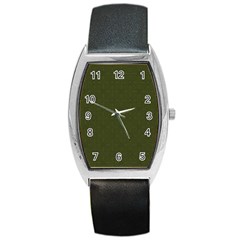 Army Green Color Polka Dots Barrel Style Metal Watch by SpinnyChairDesigns