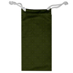 Army Green Color Polka Dots Jewelry Bag by SpinnyChairDesigns