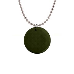 Army Green Color Polka Dots 1  Button Necklace by SpinnyChairDesigns