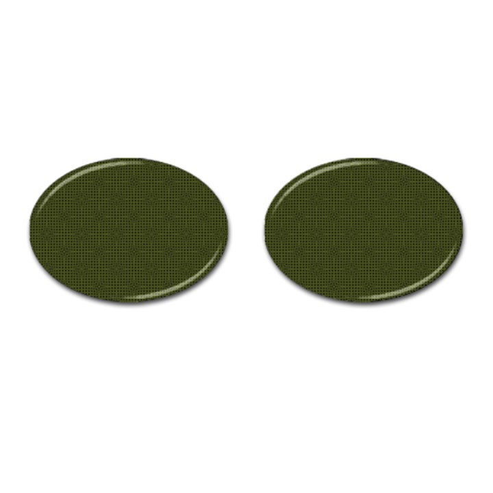 Army Green Color Polka Dots Cufflinks (Oval)