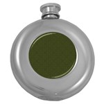 Army Green Color Polka Dots Round Hip Flask (5 oz) Front