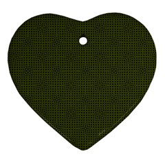 Army Green Color Polka Dots Heart Ornament (two Sides) by SpinnyChairDesigns