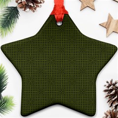 Army Green Color Polka Dots Star Ornament (two Sides) by SpinnyChairDesigns