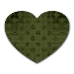 Army Green Color Polka Dots Heart Mousepads by SpinnyChairDesigns