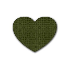 Army Green Color Polka Dots Rubber Coaster (heart)  by SpinnyChairDesigns